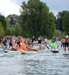 Men and Women Racing on Paddleboards